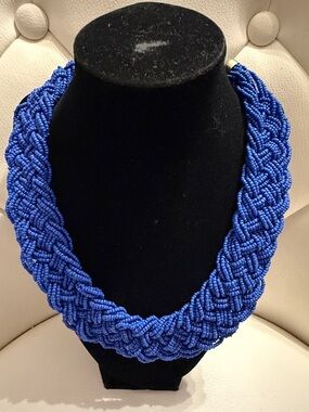Blue Braided Seed Bead Necklace - Women Jewelry